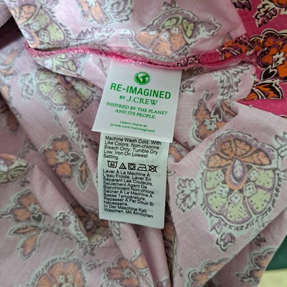 J. Crew Collection Tie Waist Cotton Poplin Dress in Ratti Pink Blooms Floral S - Picture 8 of 11